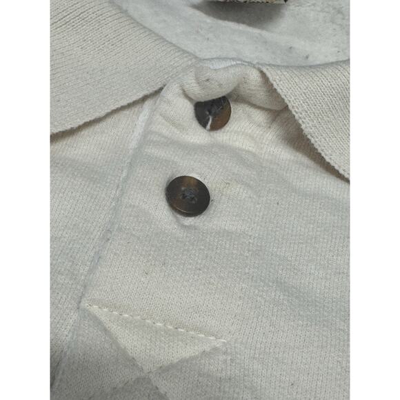 Vintage The Shirt Co XL Ivory Henley Embroidered Floral Banff Collard Sweatshirt - Picture 4 of 13